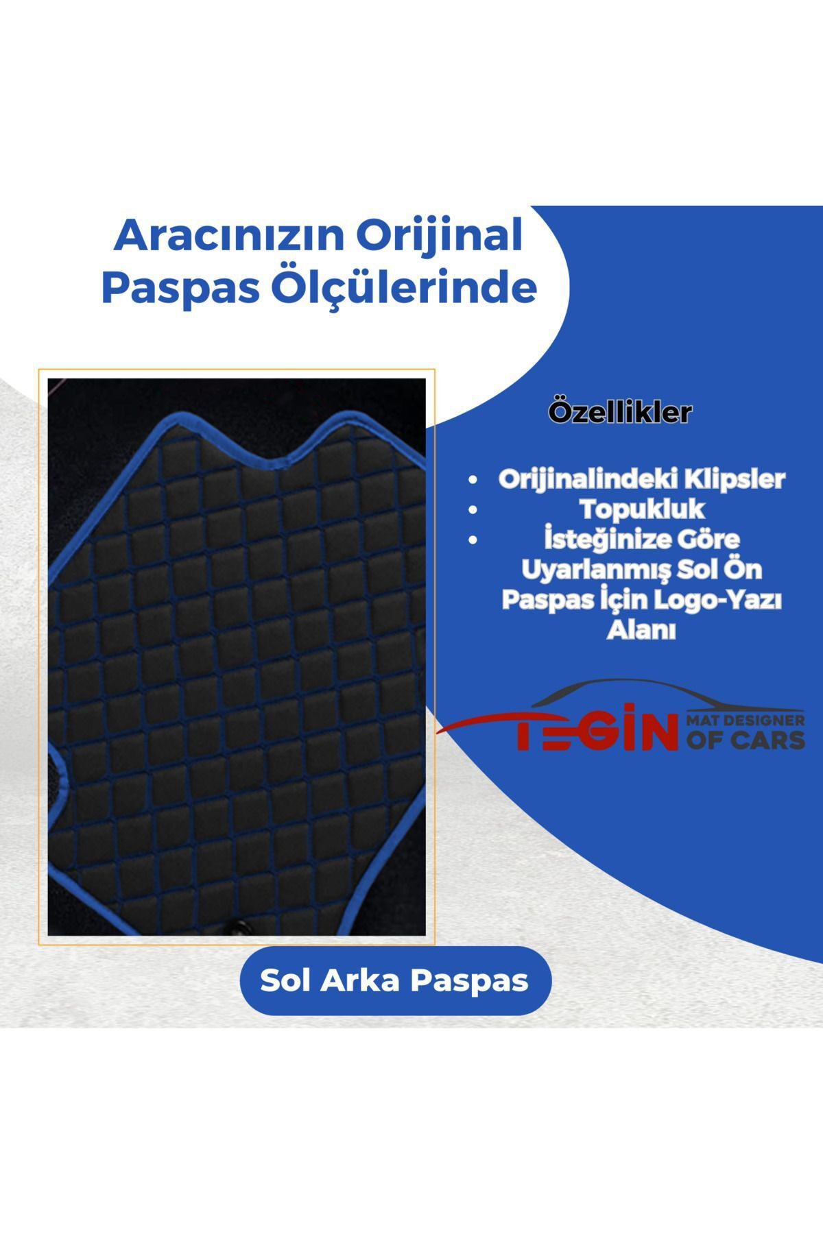 Kia Rio 2005-2011 2.jen Prime Siyah Mavi Deri Mavi Kenar Paspas P