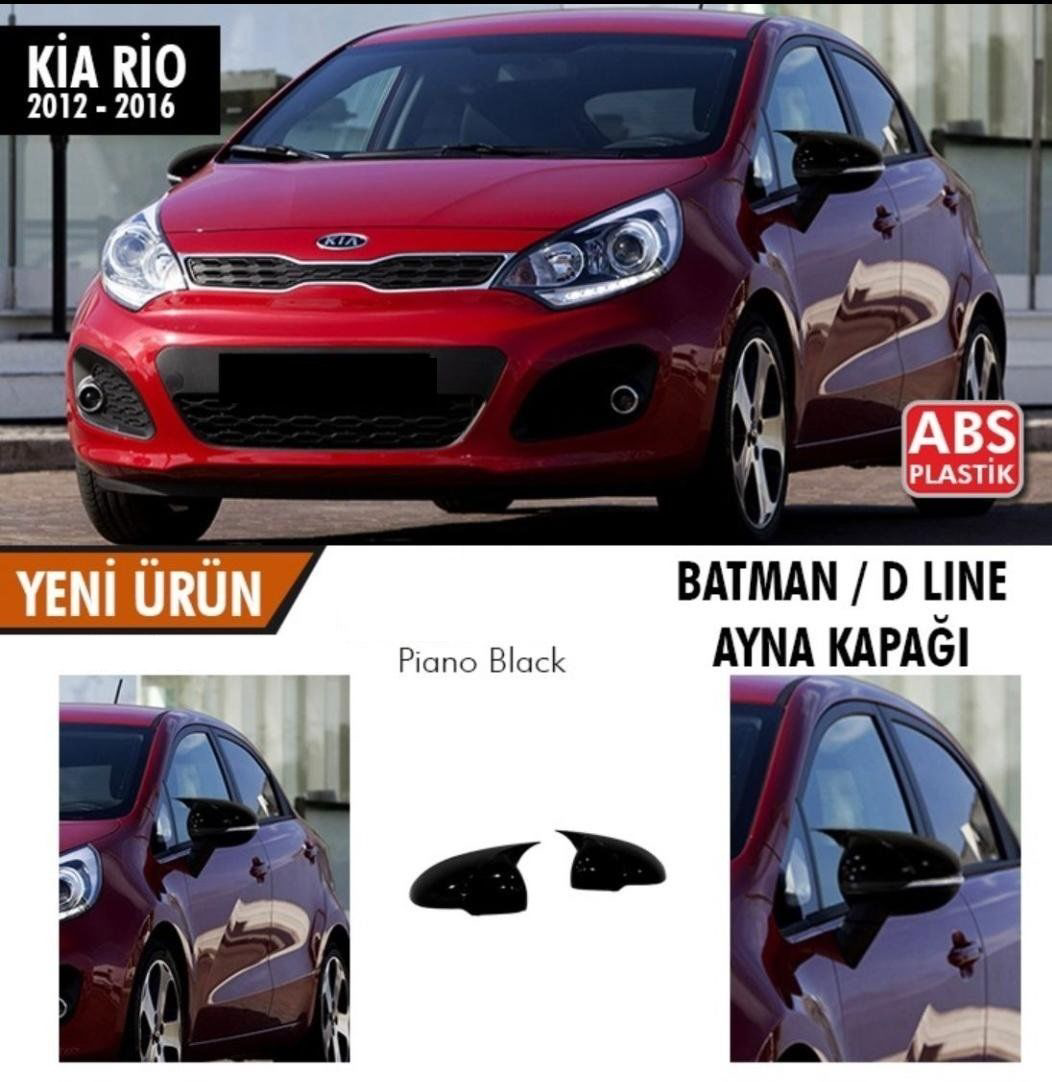 Kia Rio Uyumlu (2012-2016) Batman Yarasa Ayna Kapağı (Parlak Siya