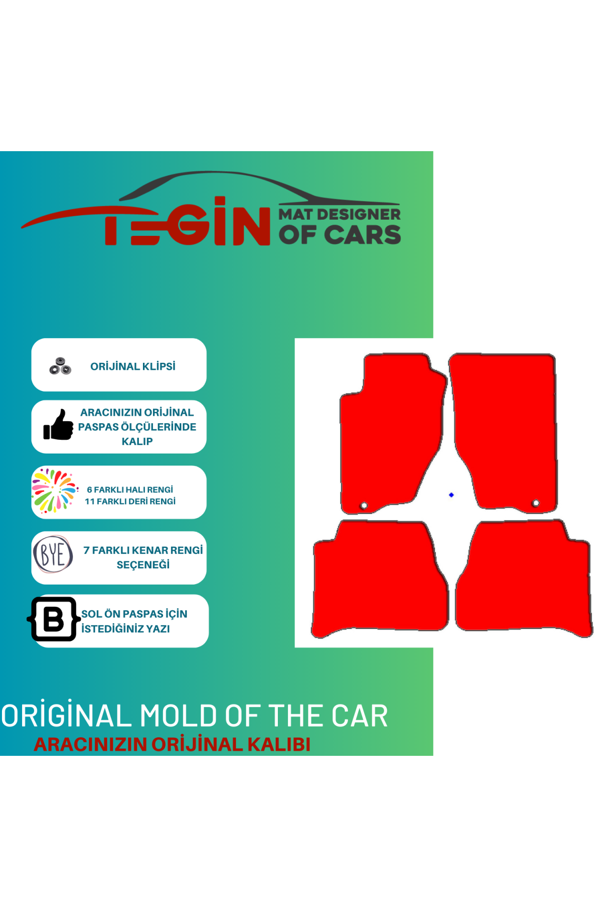 Kia Sorento 2002-2009 Prime Siyah Deri Kırmızı Kenar Paspas