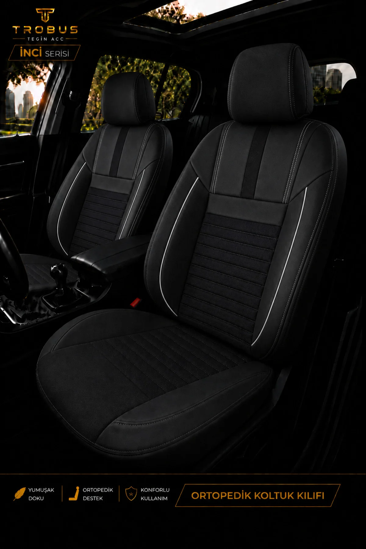 Kia Sorento 2015-2020 Uyumlu İnci Serisi Tay Tüyü Oto Koltuk Kılıfı Siyah Beyaz Kia Sorento 2015-2020 Uyumlu İnci Serisi Tay Tüyü Oto Koltuk Kılıfı Siyah Beyaz