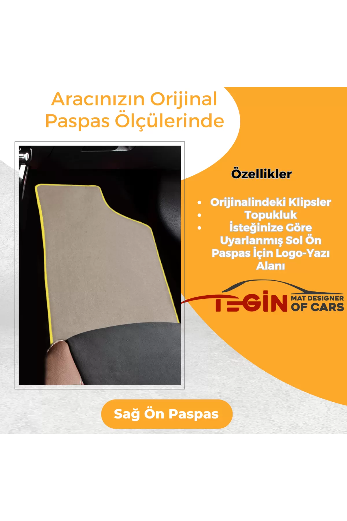 Kia Sorento 2010-2014 Prime Bej Halı Sarı Kenar Halı Paspas