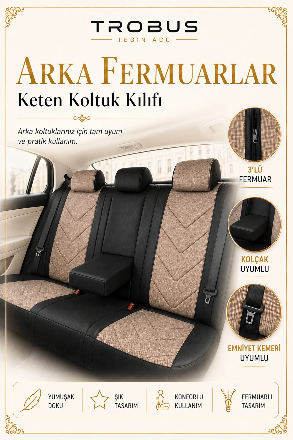 Kia Soul 2016 2017 2018 2019 Uyumlu LeoSport Serisi Bej Siyah Ortopedik Keten Koltuk Kılıfı Fiyatı, Yorumları ve Özellikleri