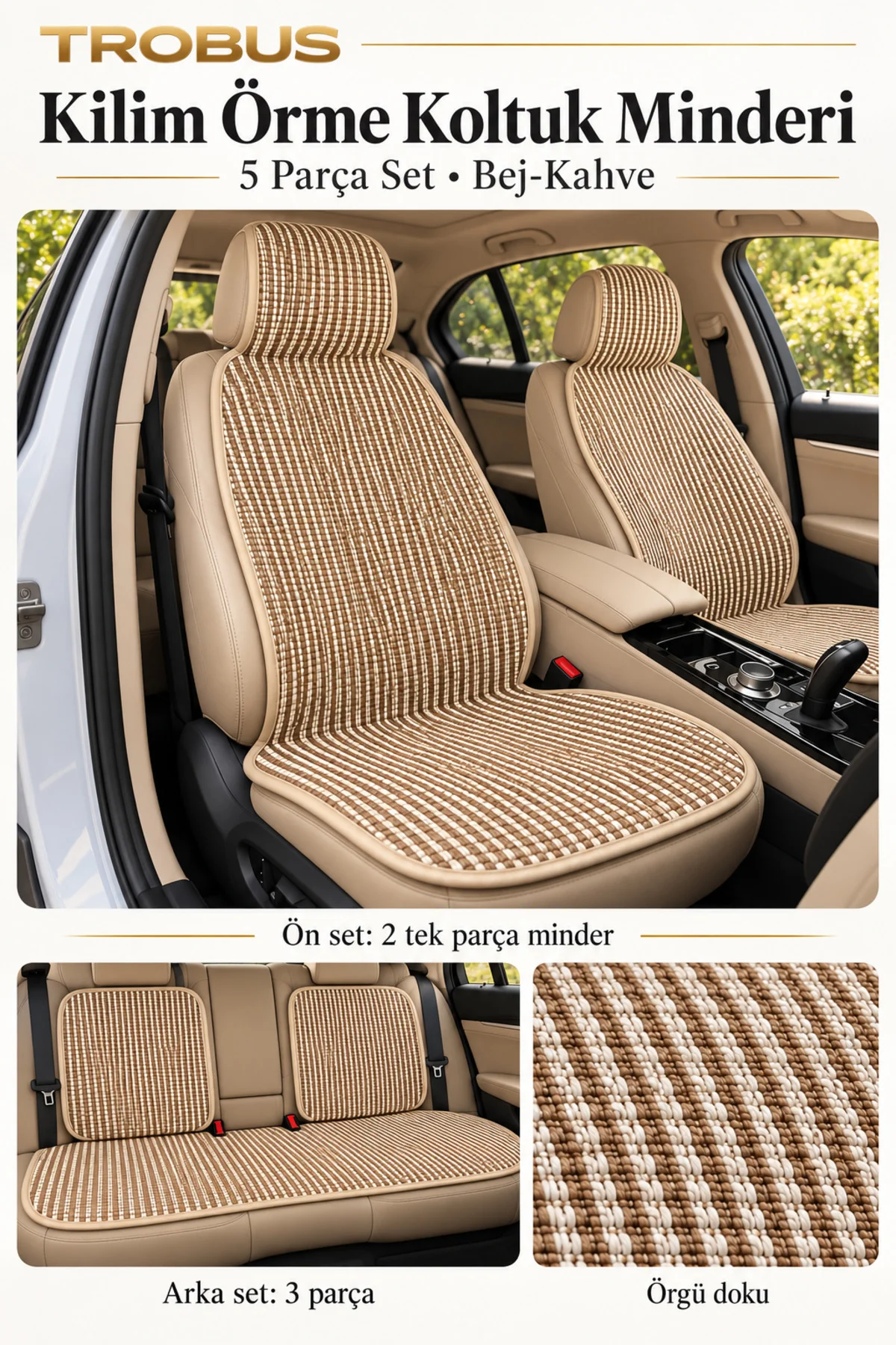 Kia Soul 2016-2019 Premium Örme 5 Parça Minder Terletmez Kaymaz Taban Bej Kia Soul 2016-2019 Premium Örme 5 Parça Minder Terletmez Kaymaz Taban Bej - Görsel 2