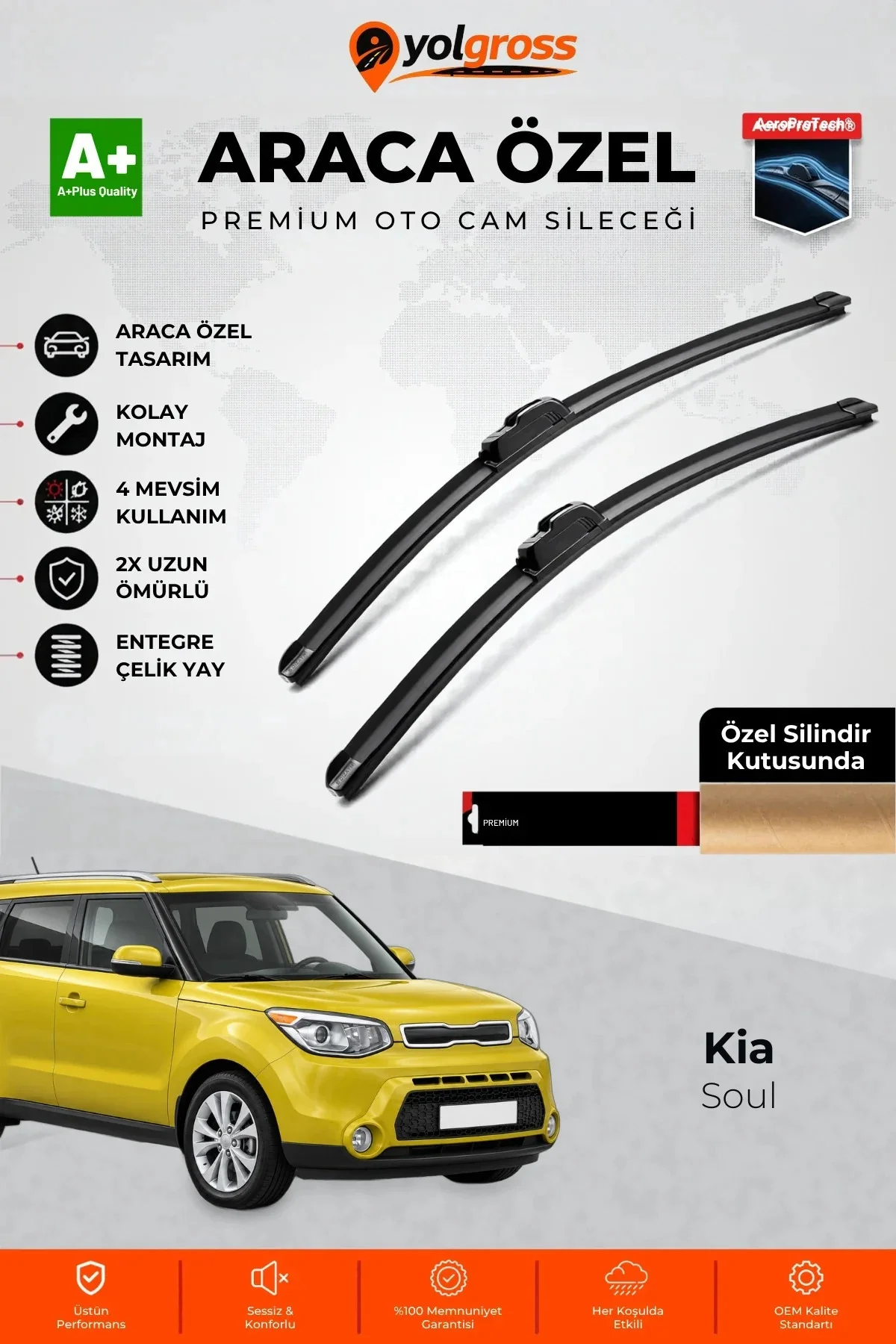 Kia Soul Ön Cam Silecek Seti 2014-2019 Premium Araca Özel 60-50 Cm A+ Kalite