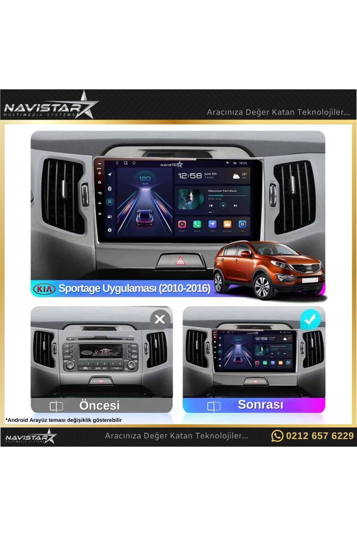 Kia Sportage 2 64gb Kablosuz Carplay 2010-2016 Android 13 Navigas