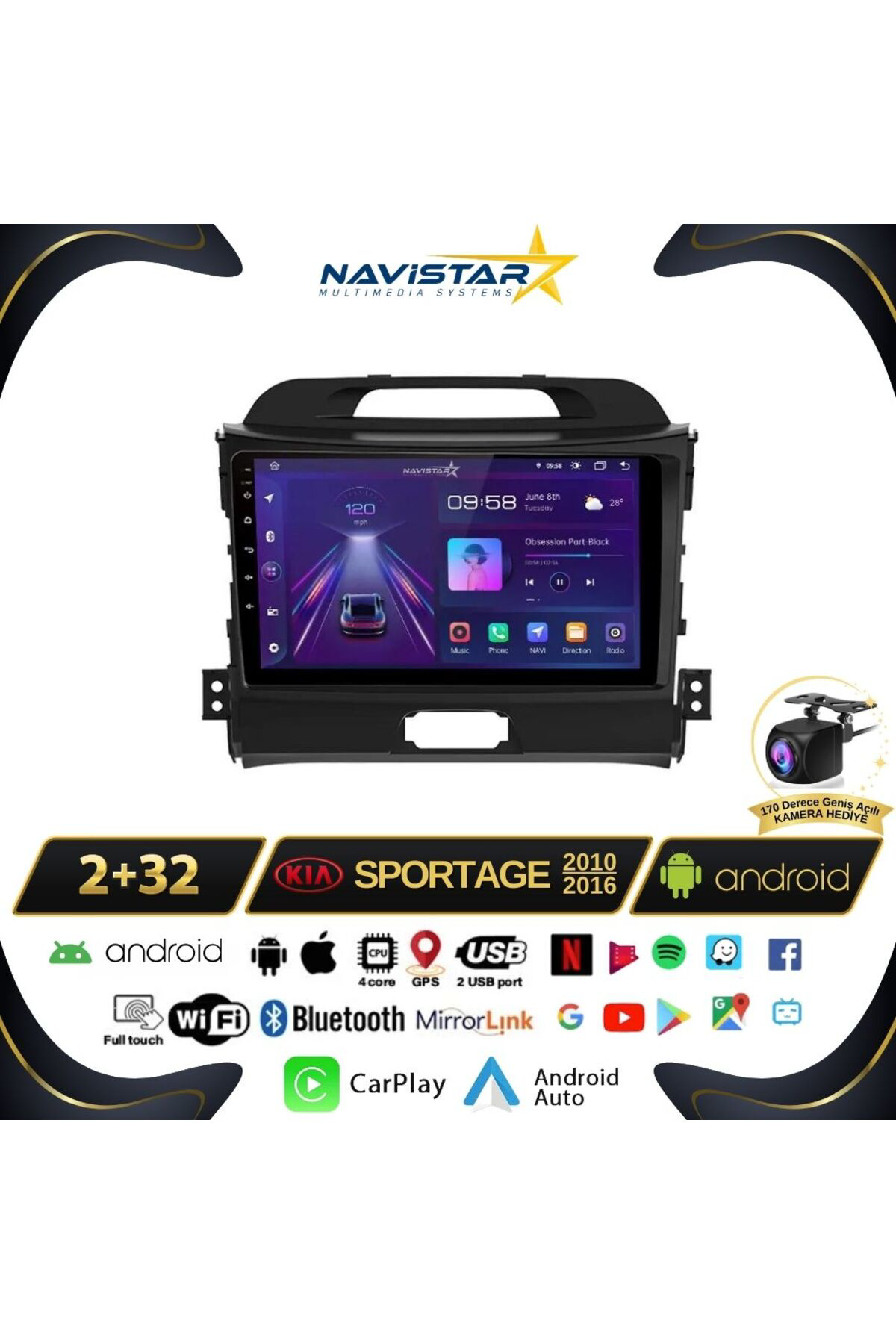 Kia Sportage 2 64gb Kablosuz Carplay 2010-2016 Android 13 Navigas