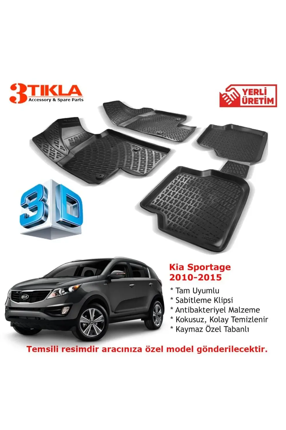 Kia Sportage 2010-2015 Premium 3D Havuzlu Paspas Seti