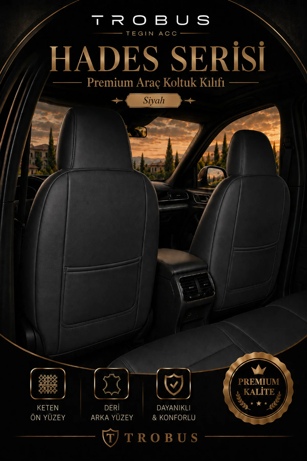 Kia Sportage 2010 ve Sonrası Uyumlu Hades Serisi Keten Koltuk Kılıfı Bej Siyah