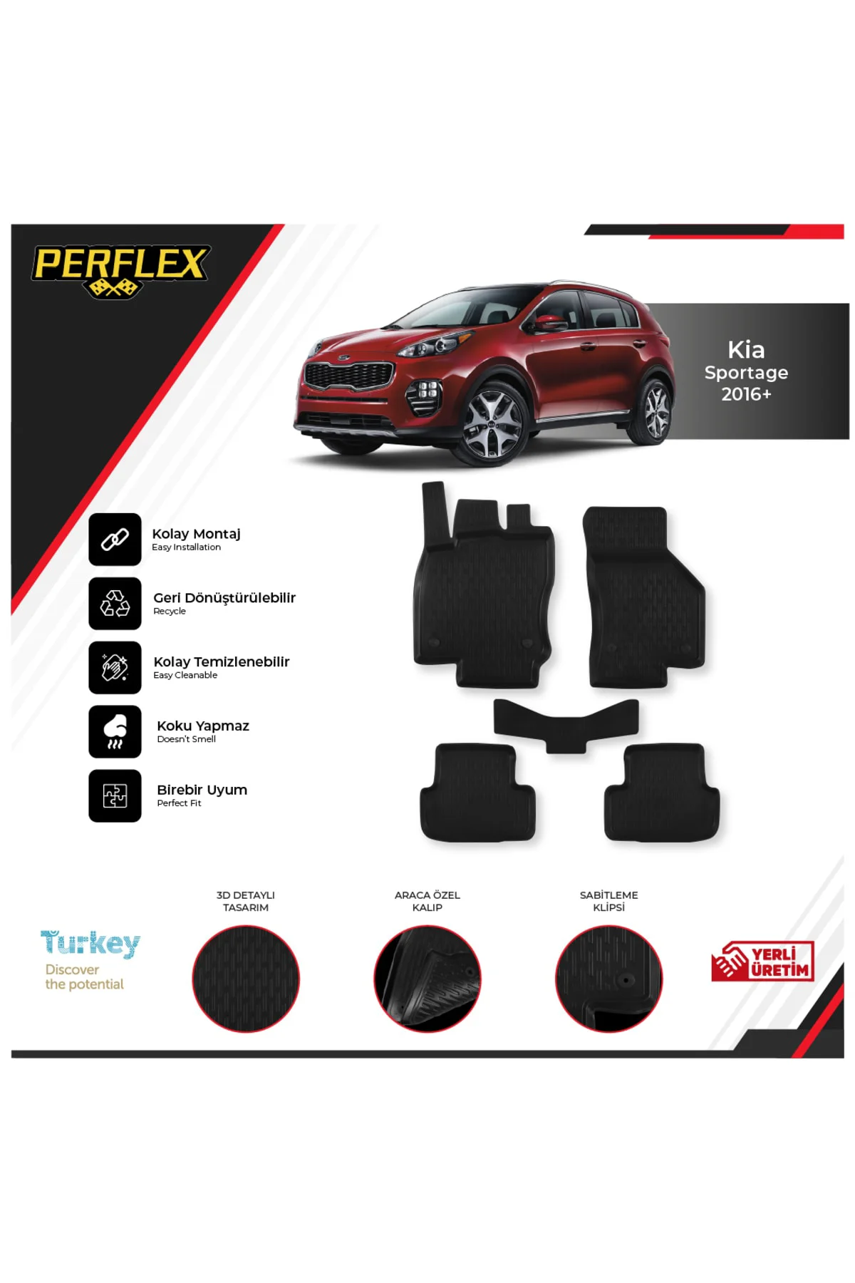 Kıa Sportage 2016+ 3d Havuzlu Paspas