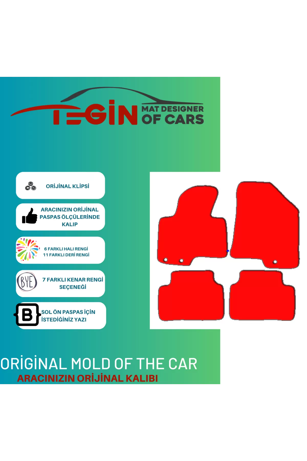 Kia Sportage 2010-2015 Prime Gri Halı Kırmızı Kenar Halı Paspas