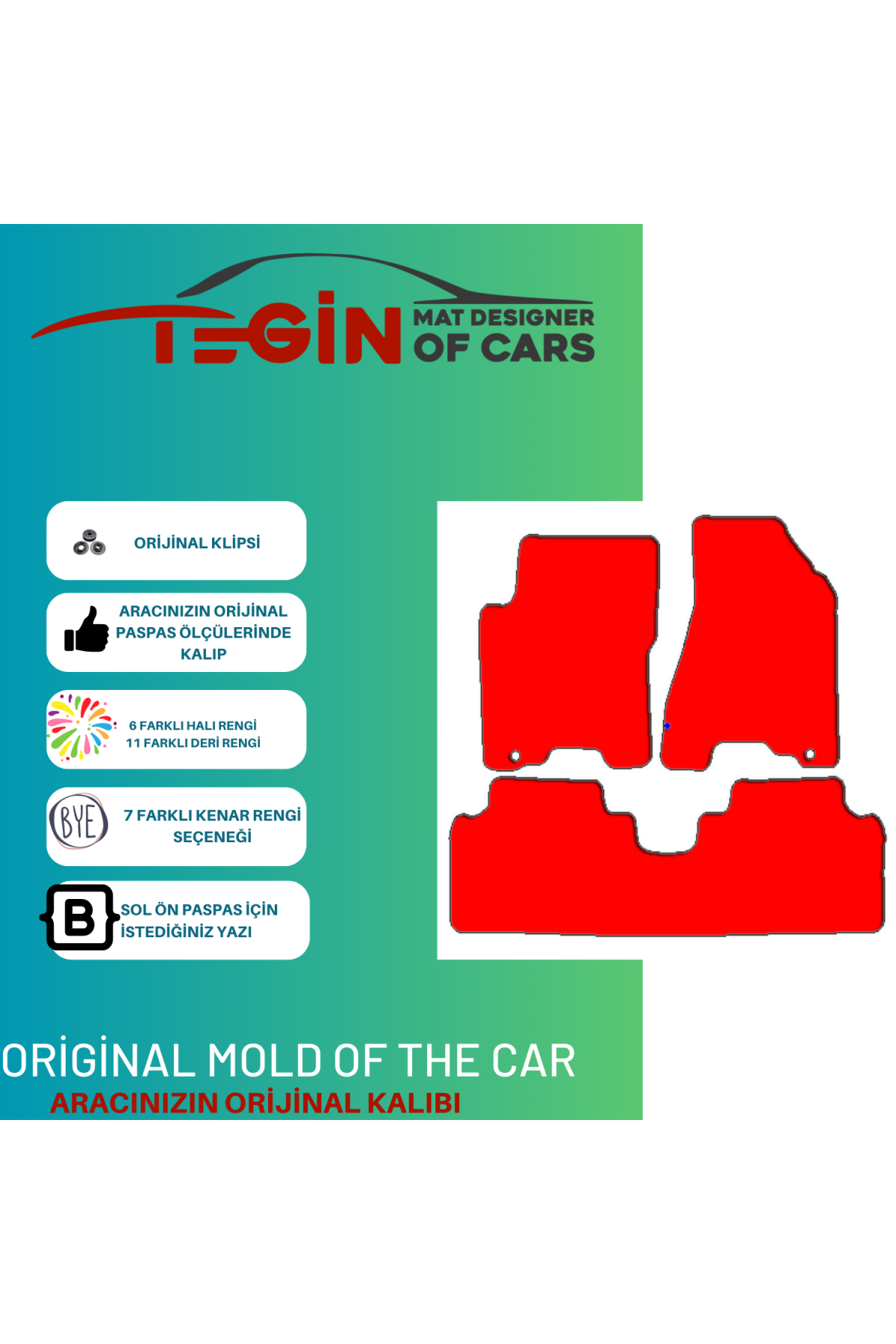 Kia Sportage 2010-2015 Prime Siyah Kırmızı Deri Beyaz Kenar Paspa