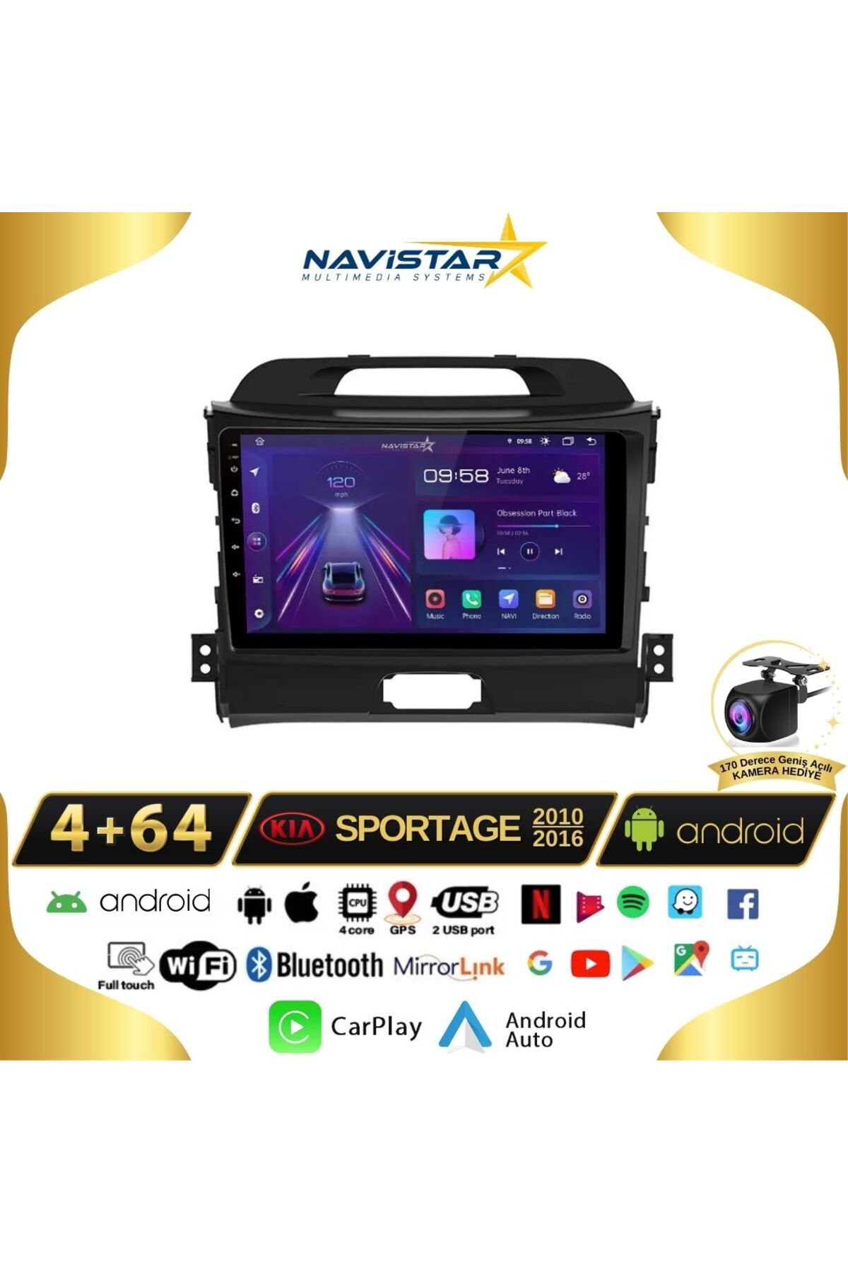 Kia Sportage 4gb 64gb Kablosuz Carplay 2010-2016 Android 13 Navig Kia Sportage 4gb 64gb Kablosuz Carplay 2010-2016 Android 13 Navig