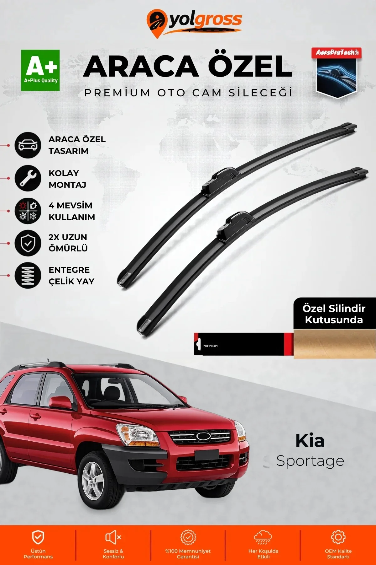 Kia Sportage Ön Cam Silecek Seti 2004-2010 Premium Araca Özel 60-40 Cm A+ Kalite