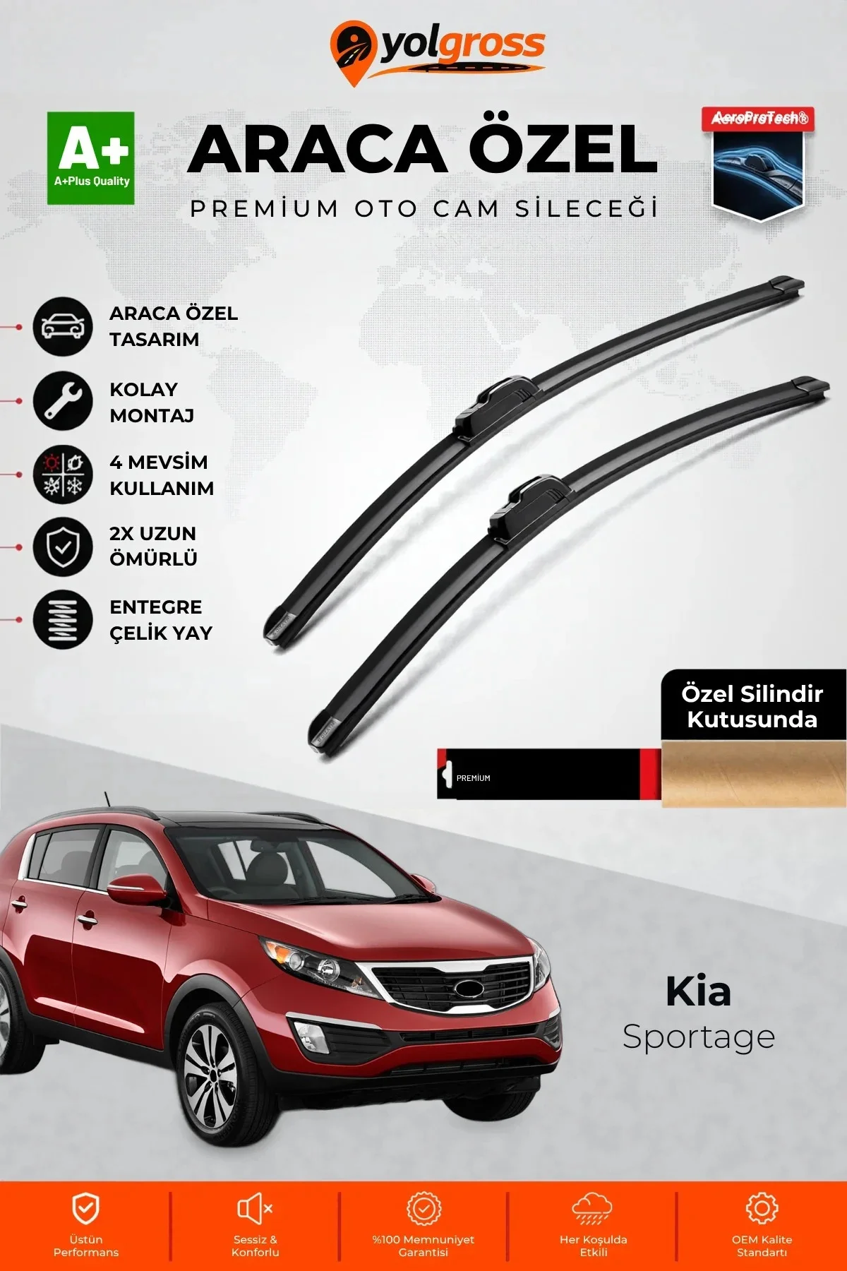 Kia Sportage Ön Cam Silecek Seti 2010-2016 Premium Araca Özel 60-45 Cm A+ Kalite