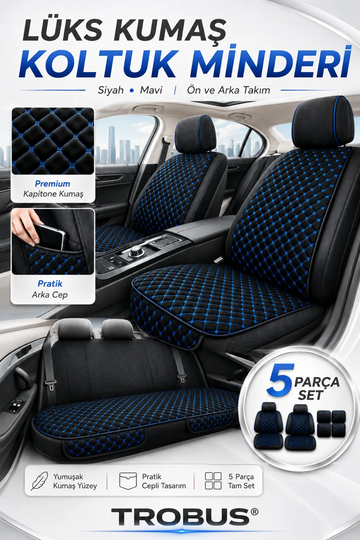Kia Stonic Uyumlu 5 Parça Kapitone Desen Kumaş Koltuk Minderi Fiyatı, Yorumları ve Özellikleri