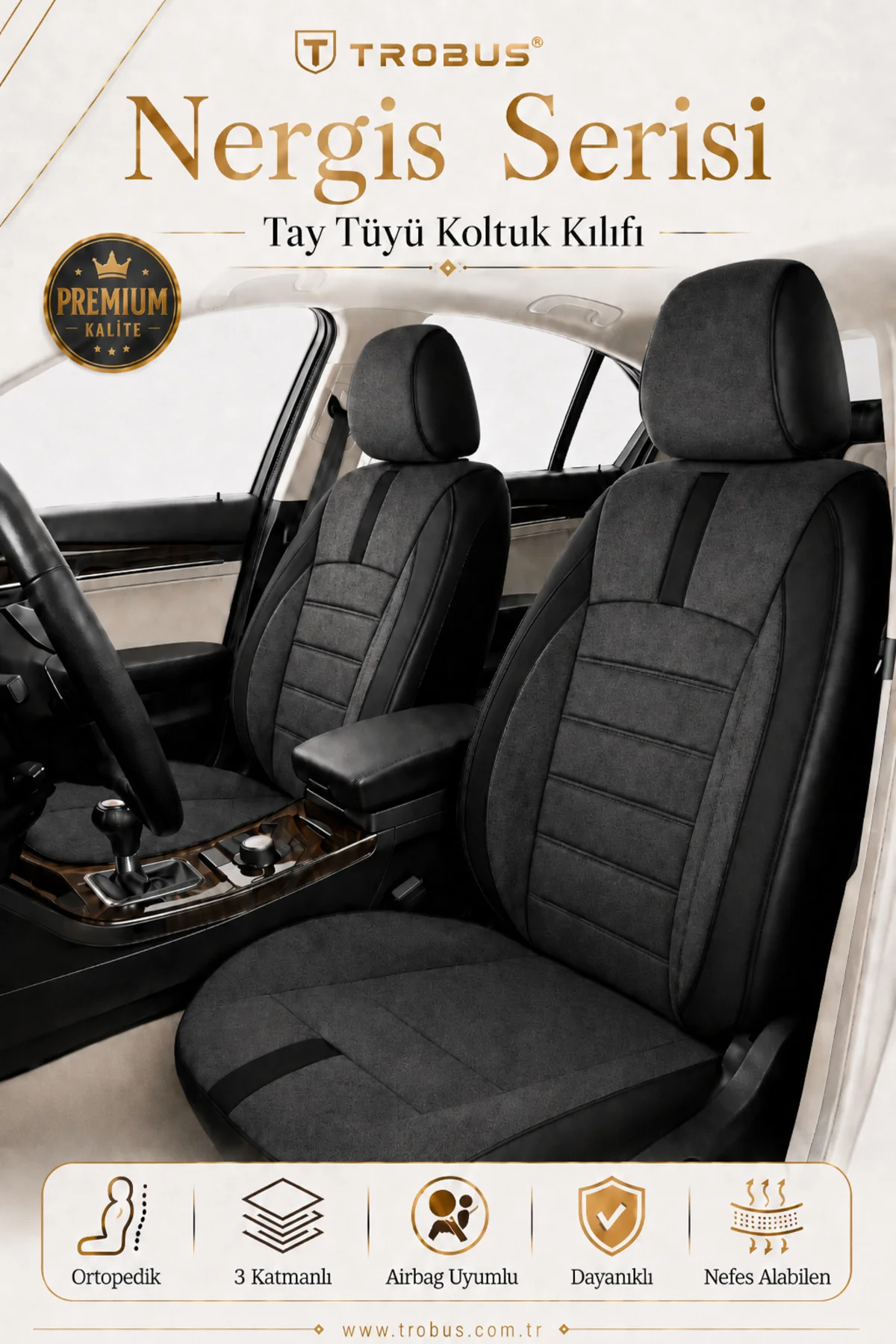 Kia Venga 2012 2013 2014 2015 Uyumlu Siyah Nergis Serisi Ortopedik Tay Tüyü Koltuk Kılıfı