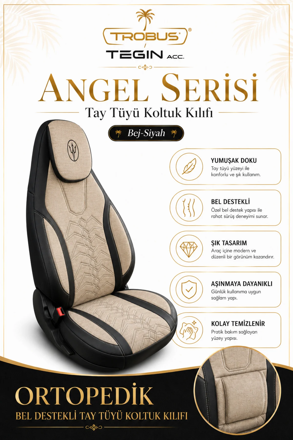 Kia Venga 2012-2015 Uyumlu Angel Serisi Tay Tüyü Koltuk Kılıfı Bej Siyah Fiyatı, Yorumları ve Özellikleri