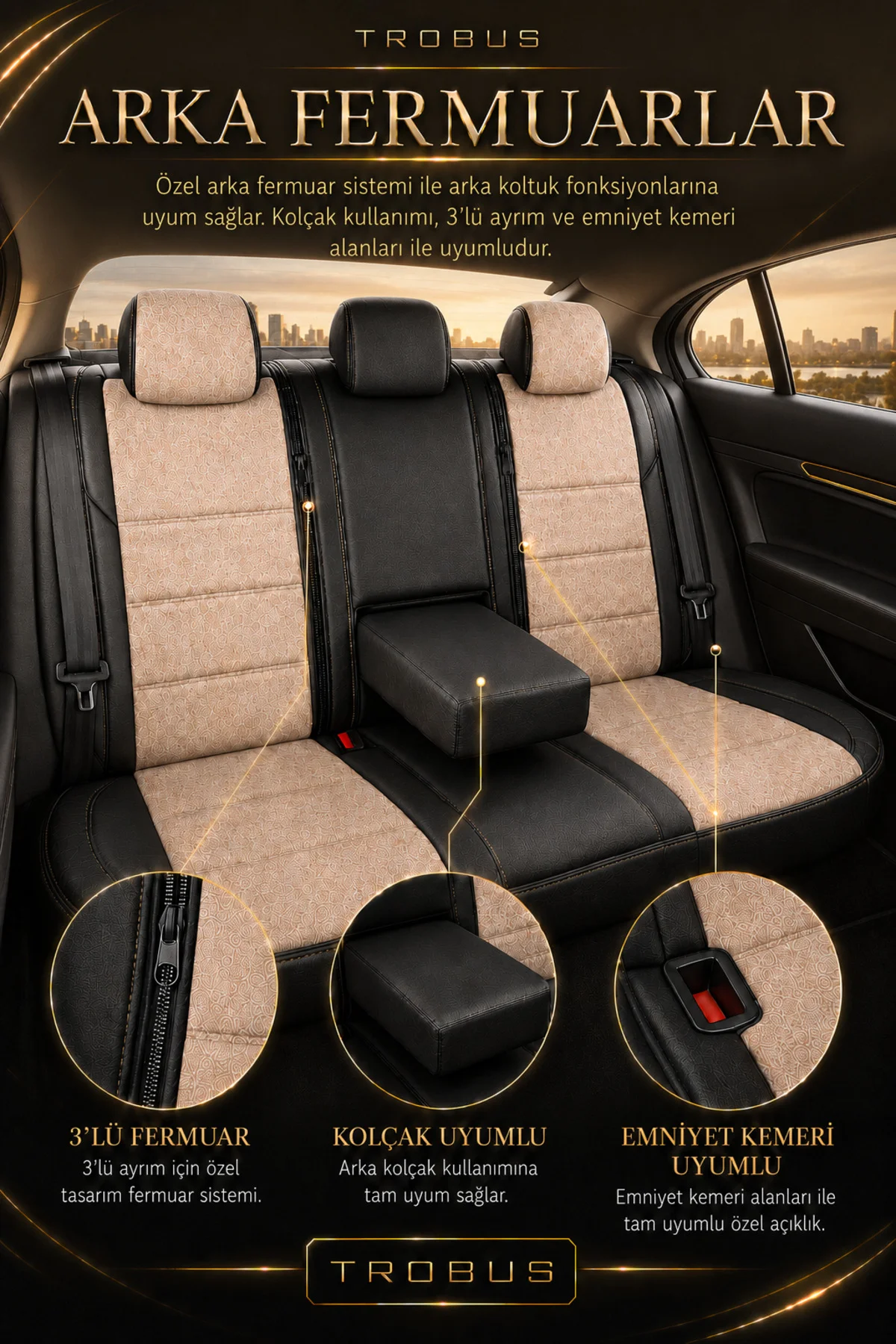 Kia Venga 2012-2015 Uyumlu Lion Serisi Tay Tüyü Bej Siyah Bej Premium Koltuk Kılıfı Fiyatı, Yorumları ve Özellikleri