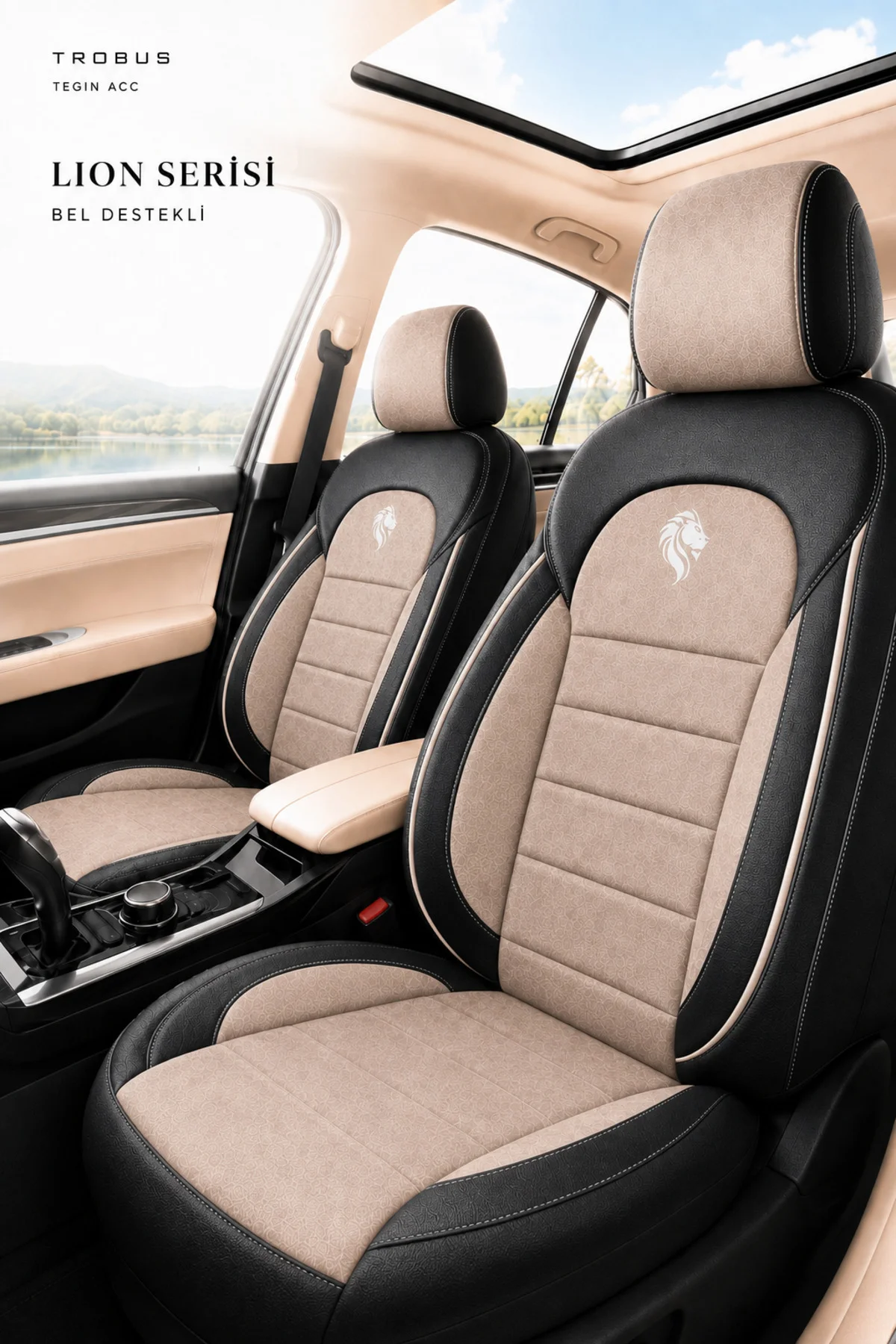 Kia Venga 2012-2015 Uyumlu Lion Serisi Tay Tüyü Bej Siyah Bej Premium Koltuk Kılıfı Fiyatı, Yorumları ve Özellikleri