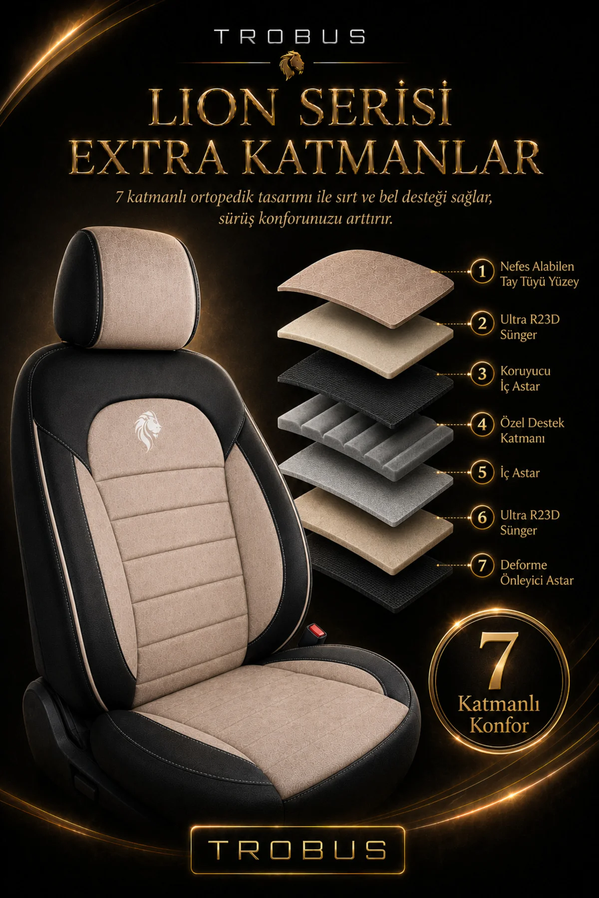 Kia Venga 2012-2015 Uyumlu Lion Serisi Tay Tüyü Bej Siyah Bej Premium Koltuk Kılıfı Fiyatı, Yorumları ve Özellikleri