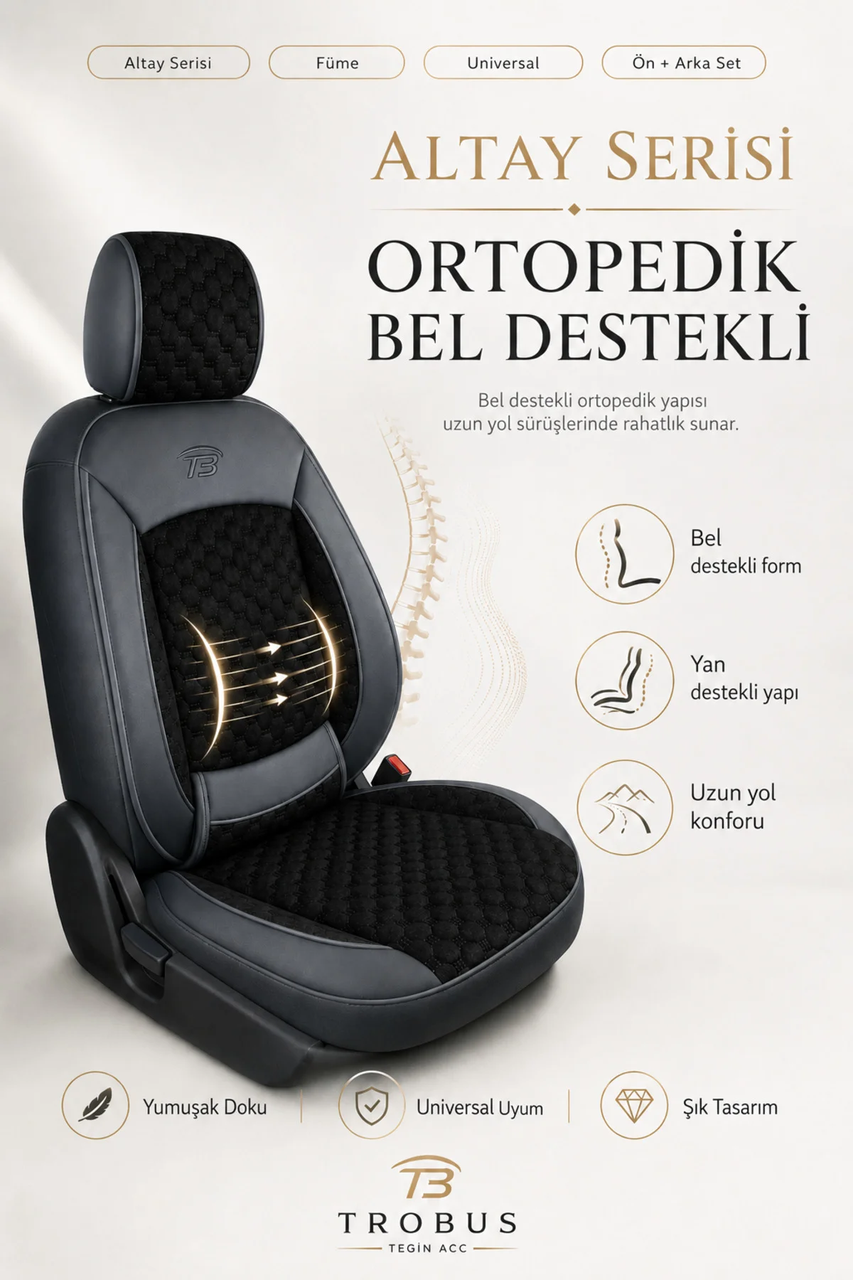 Kia XCeed 2019 Sonrası Uyumlu Altay Bel Destekli Tay Tüyü Siyah Koltuk Kılıfı Fiyatı, Yorumları ve Özellikleri