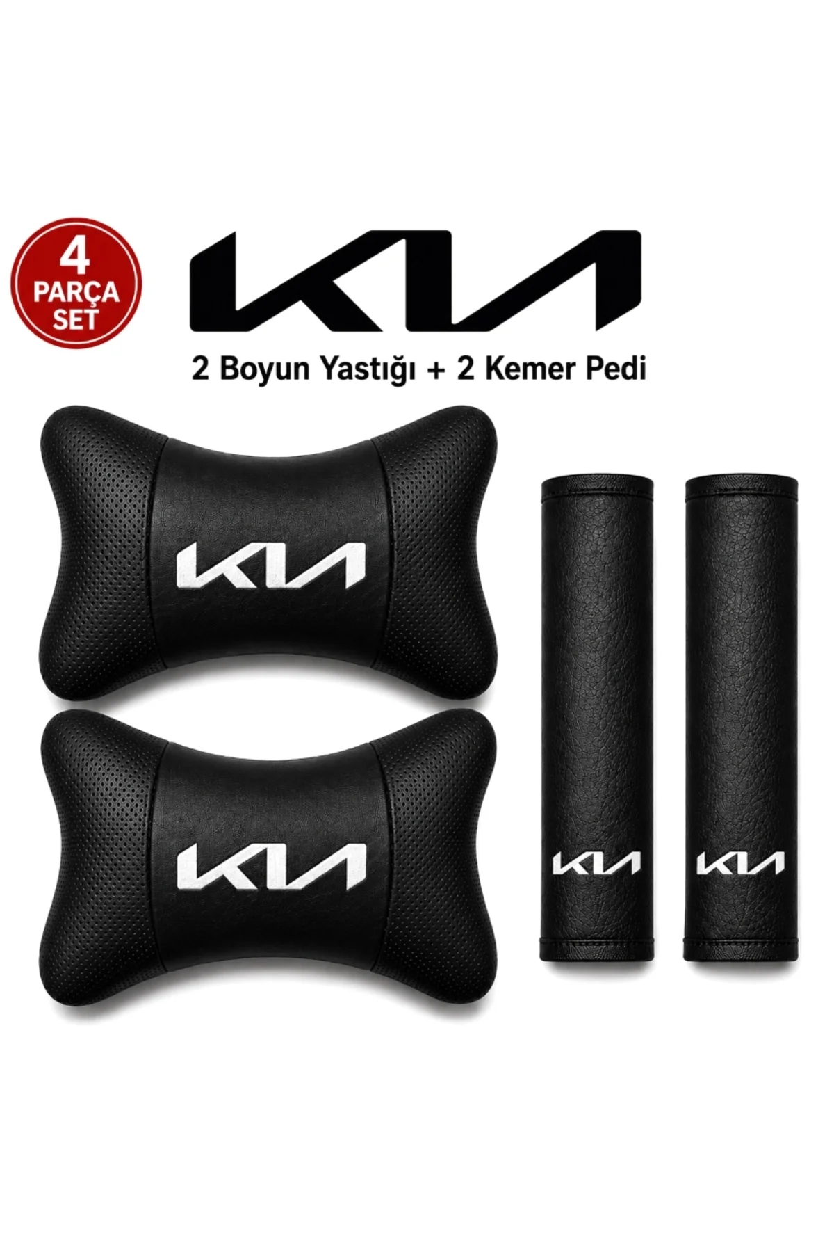 KIA Yeni Logo Boyun Yastığı ve Emniyet Kemer Pedi Seti – Siyah Deri, Konforlu ve Şık Tasarım 2 Yastık 2 Kemer KIA Yeni Logo Boyun Yastığı ve Emniyet Kemer Pedi Seti – Siyah Deri, Konforlu ve Şık Tasarım 2 Yastık 2 Kemer