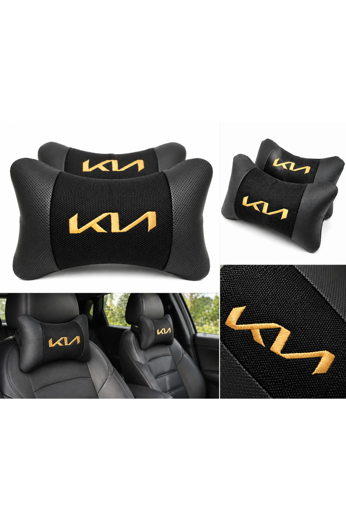 Kia Yeni Logo Lüks Keten Boyun Yastığı 2 Adet - Görsel 3
