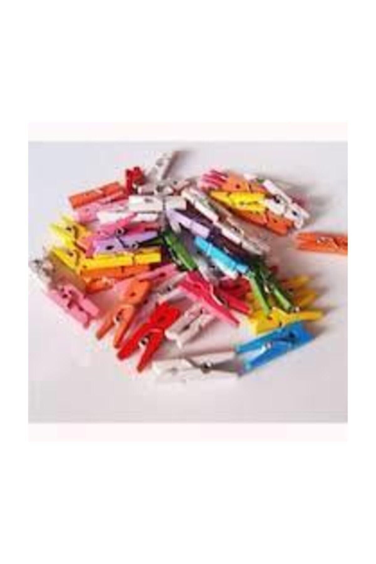 Kraf Kids Ahşap Mandal Büyük Renkli 25'Li Kk166