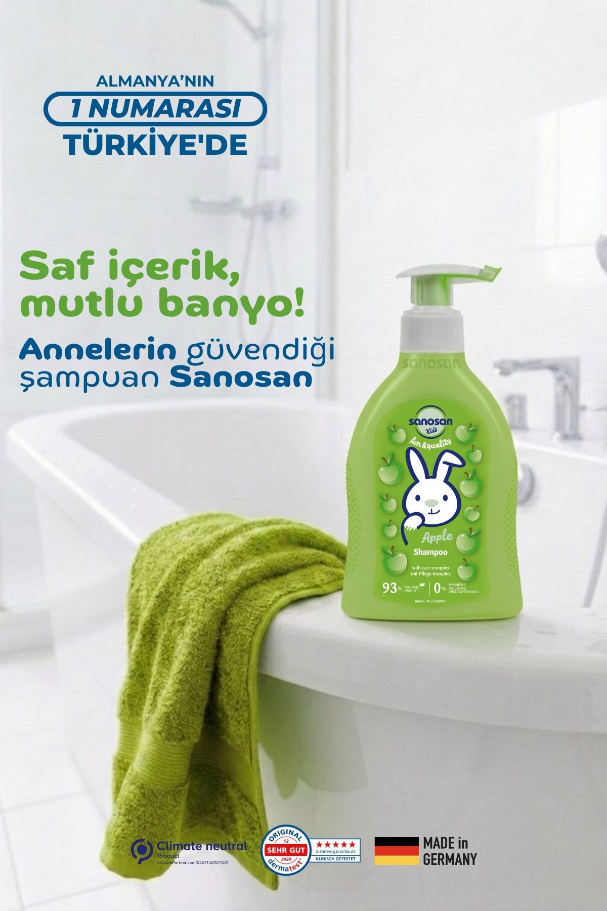 Kids Elma Özlü Çocuk Şampuanı 200 ml – Göz Yakmayan, Süt Proteinli Kolay Tarama Şampuanı Kids Elma Özlü Çocuk Şampuanı 200 ml – Göz Yakmayan, Süt Proteinli Kolay Tarama Şampuanı