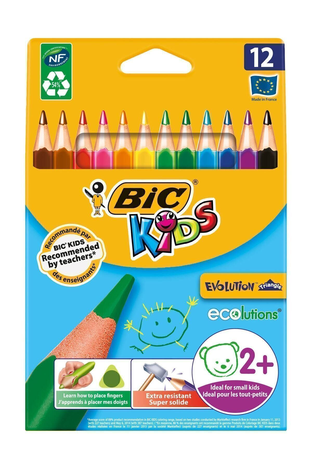 Bic Kids Evolution Üçgen Jumbo Kuru Boya Kalemi 12'Li Kutu