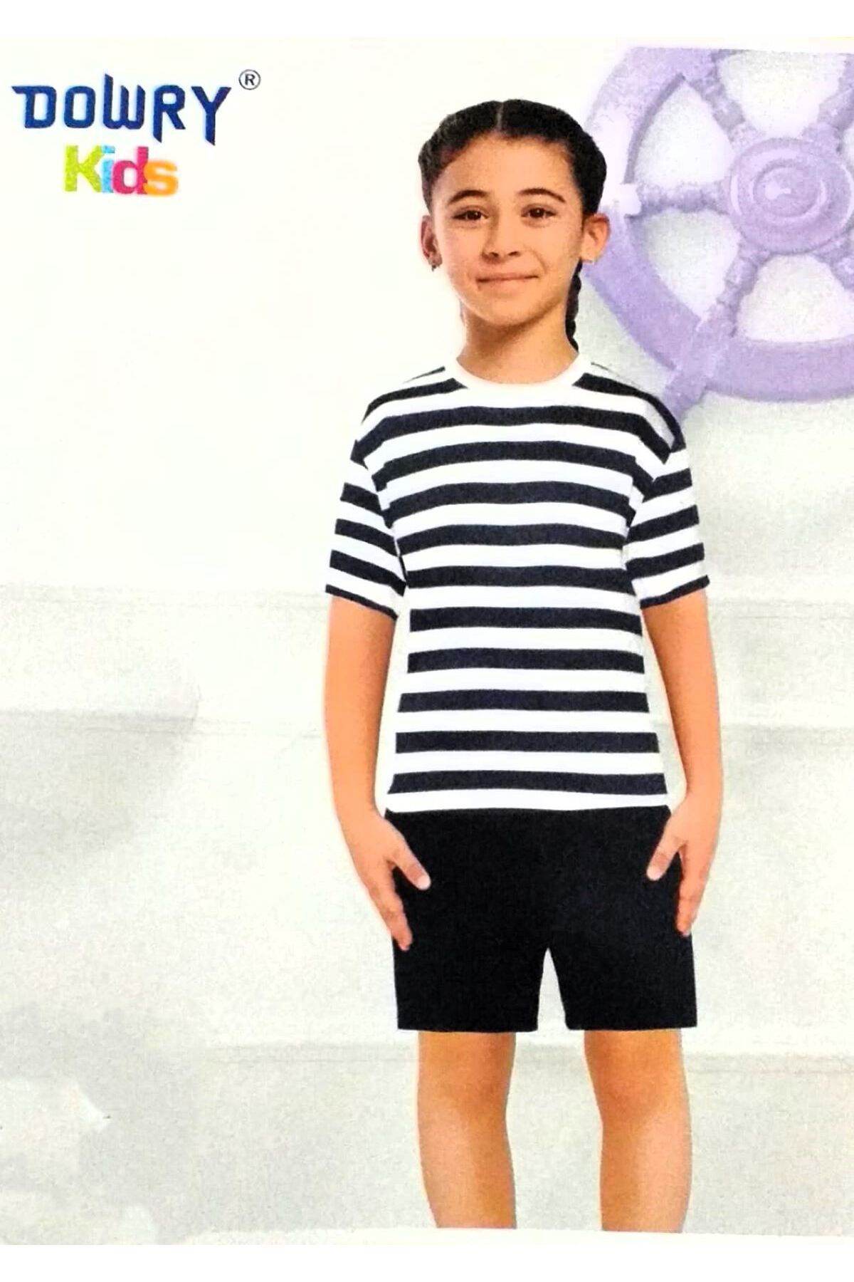 Dowry Kids Kısa Kol Şortlu Kız Çocuk Takım Lacivert