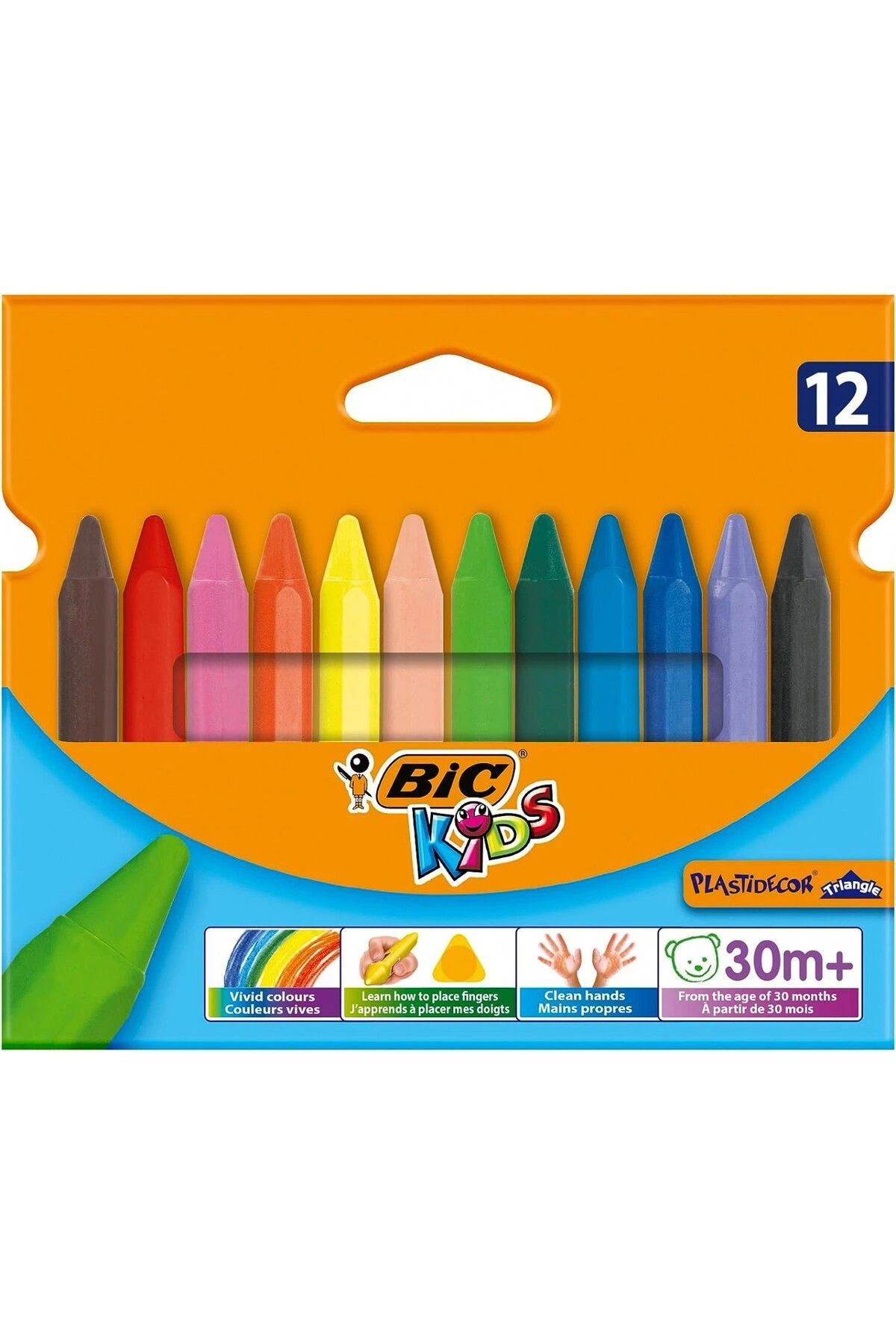 Bic Kids Plastidecor 12'Li Jumbo Üçgen Mum Pastel Boya /