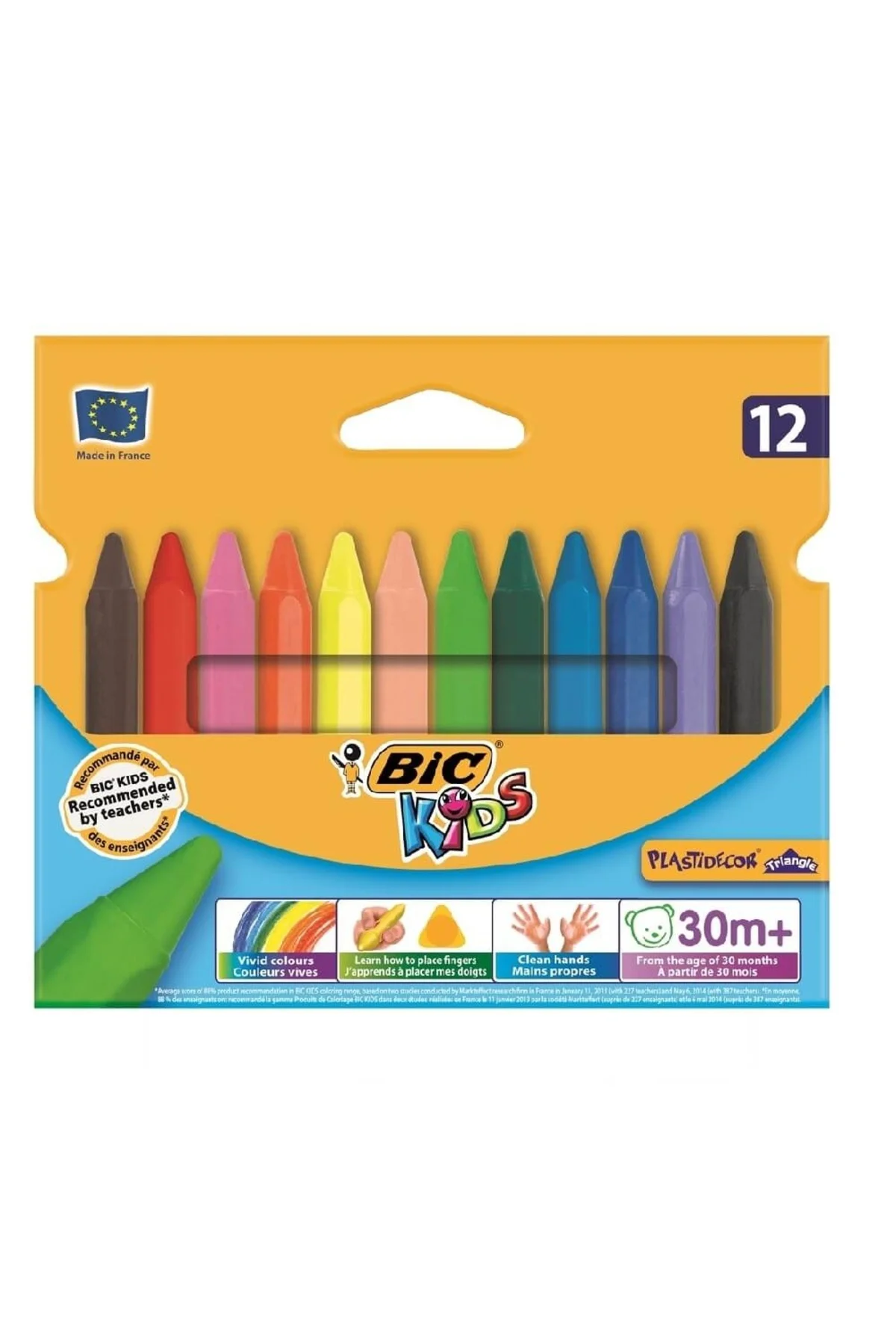 Kids Plastidecor Elleri Kirletmeyen Üçgen Pastel Boya 12 Renk 829