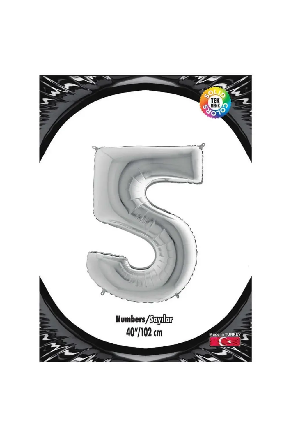 Kikajoy Rakam Folyo Balon 40" Gümüş -5-