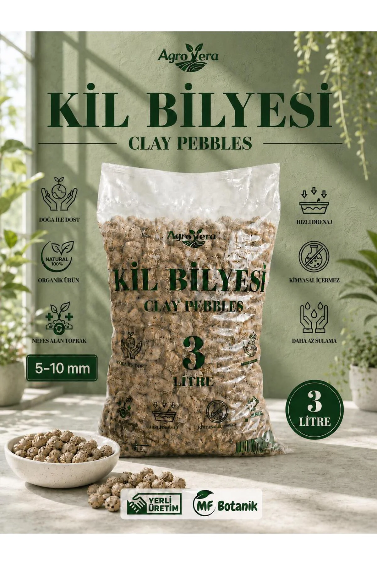 Kil Bilyesi Orkide Yetiştirme Ortamı 5-10 mm 3 Litre Fiyatı, Yorumları ve Özellikleri