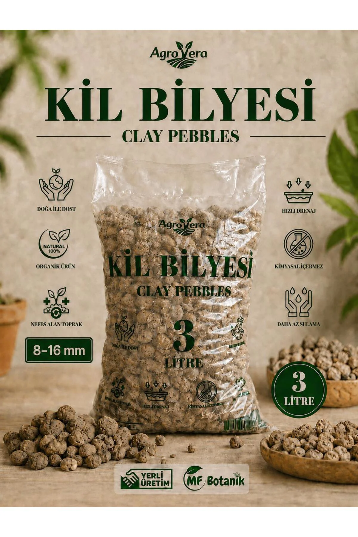 Kil Bilyesi Orkide Yetiştirme Ortamı 8-16 mm 3 Litre Fiyatı, Yorumları ve Özellikleri