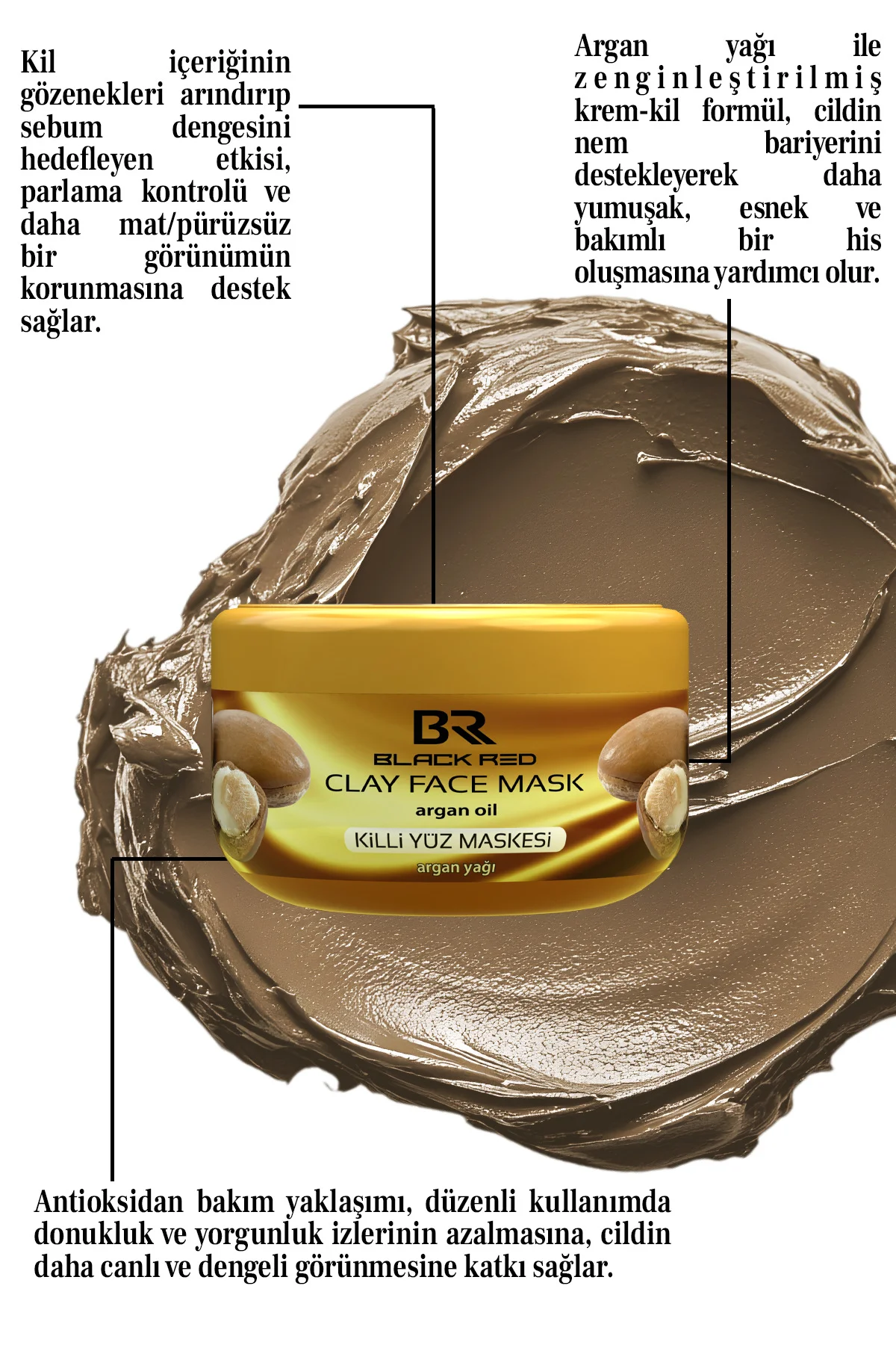 Kil Maskesi Anti-aging Ve Nemlendirici Yüz Maskesi Argan Içerikli Killi Yüz Maskesi - 400g