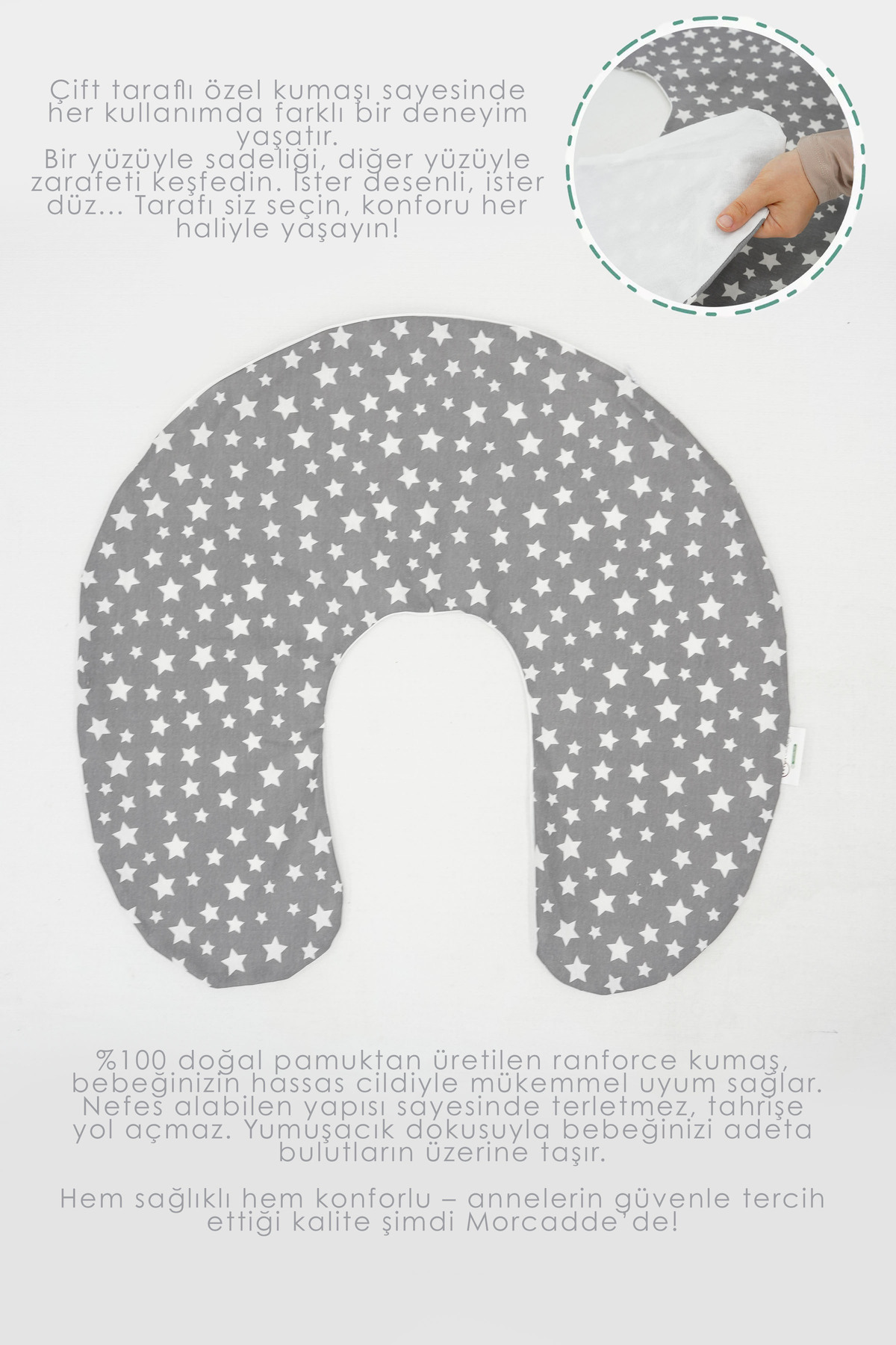 Mordesign Kılıf, Çift Taraflı Emzirme Yastığı Kılıfı/Bebek Destek Minderi K