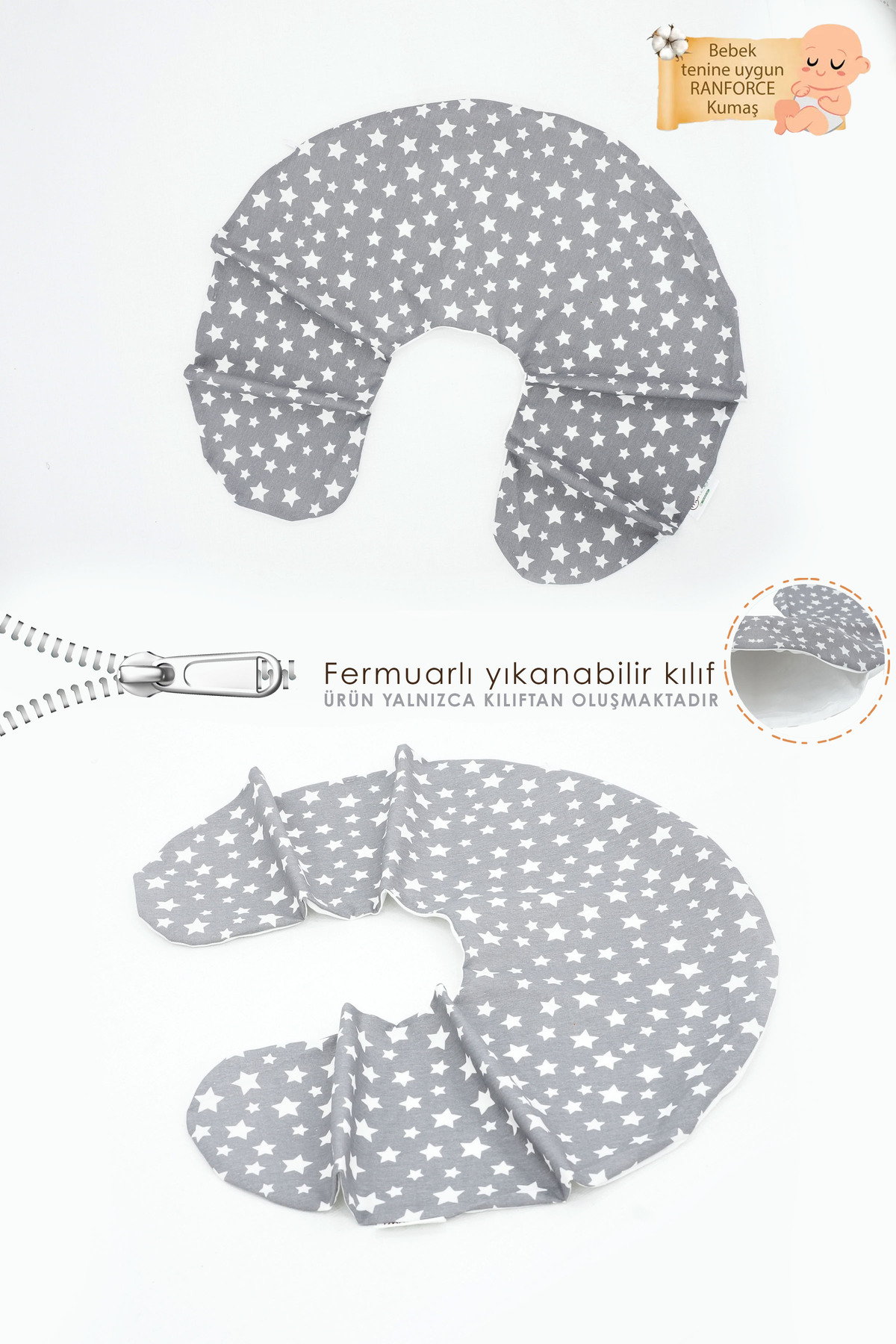 Mordesign Kılıf, Çift Taraflı Emzirme Yastığı Kılıfı/Bebek Destek Minderi K