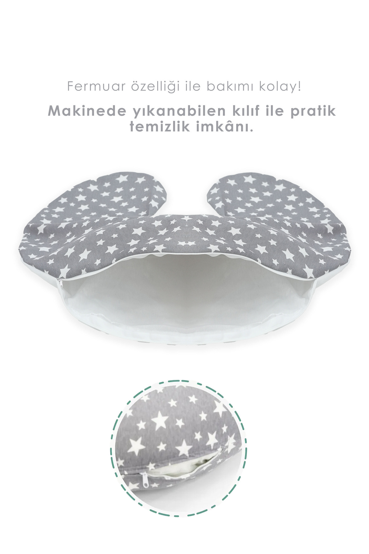 Mordesign Kılıf, Çift Taraflı Emzirme Yastığı Kılıfı/Bebek Destek Minderi K