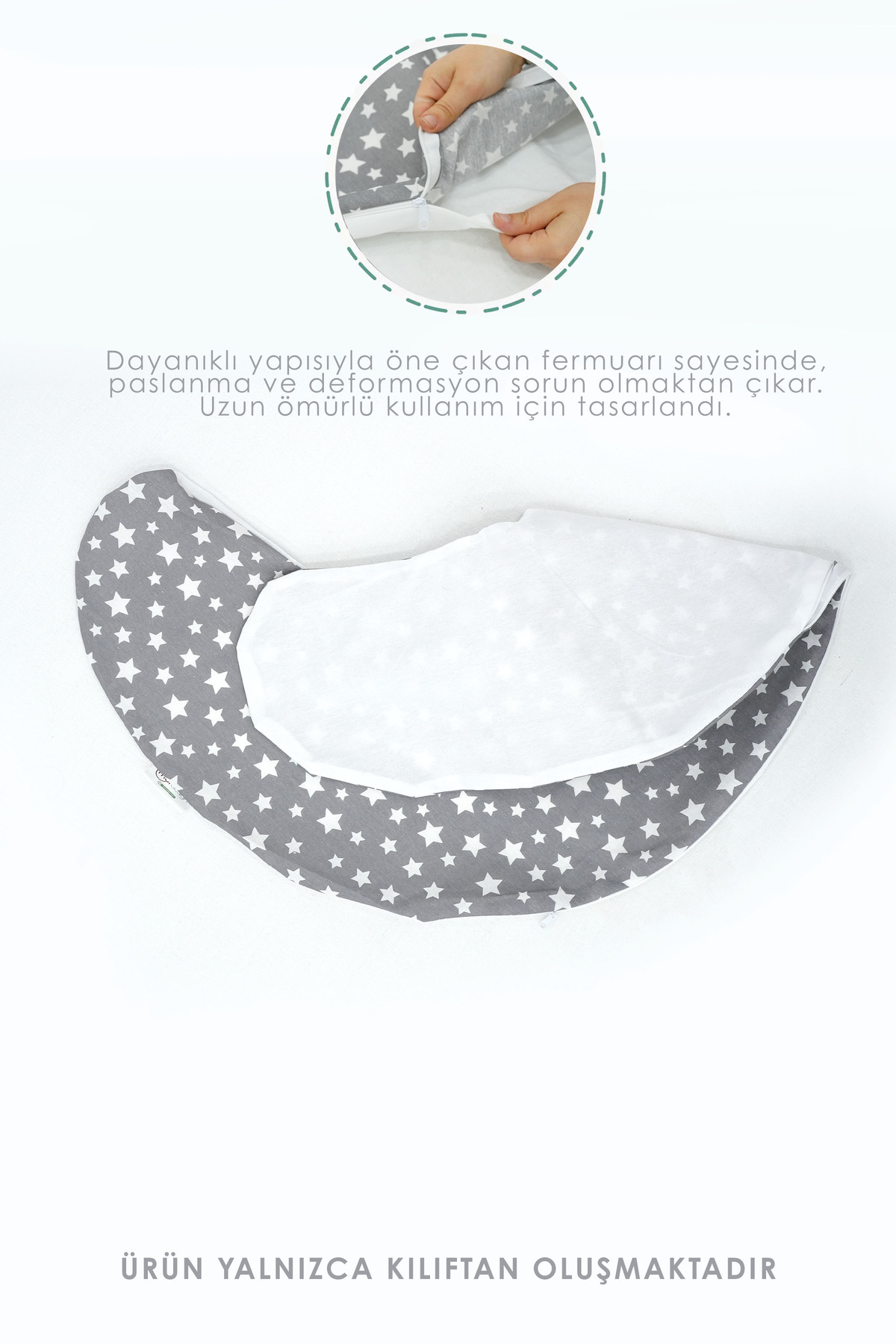 Mordesign Kılıf, Çift Taraflı Emzirme Yastığı Kılıfı/Bebek Destek Minderi K