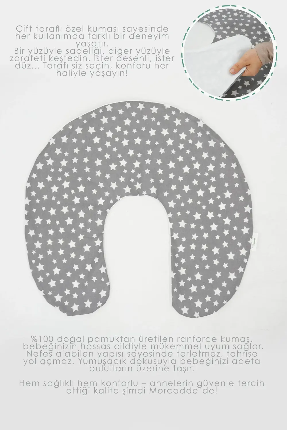 Mordesign Kılıf, Çift Taraflı Emzirme Yastığı Kılıfı/Bebek Destek Minderi K