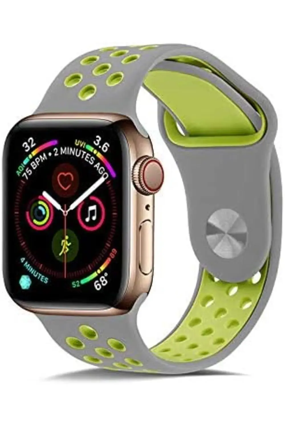 Kılıf Merkezi 42mm KRD-02 Silikon Kordon NO3 Yeşil-Gri 395519