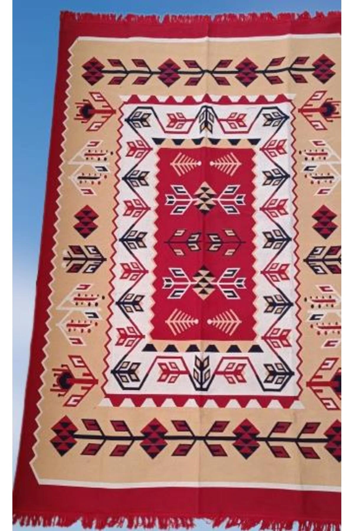 Kilim Antik 140-215 Otantik 90155 Motifler Model Naturel Boya Çift Taraf El yapım - Görsel 4