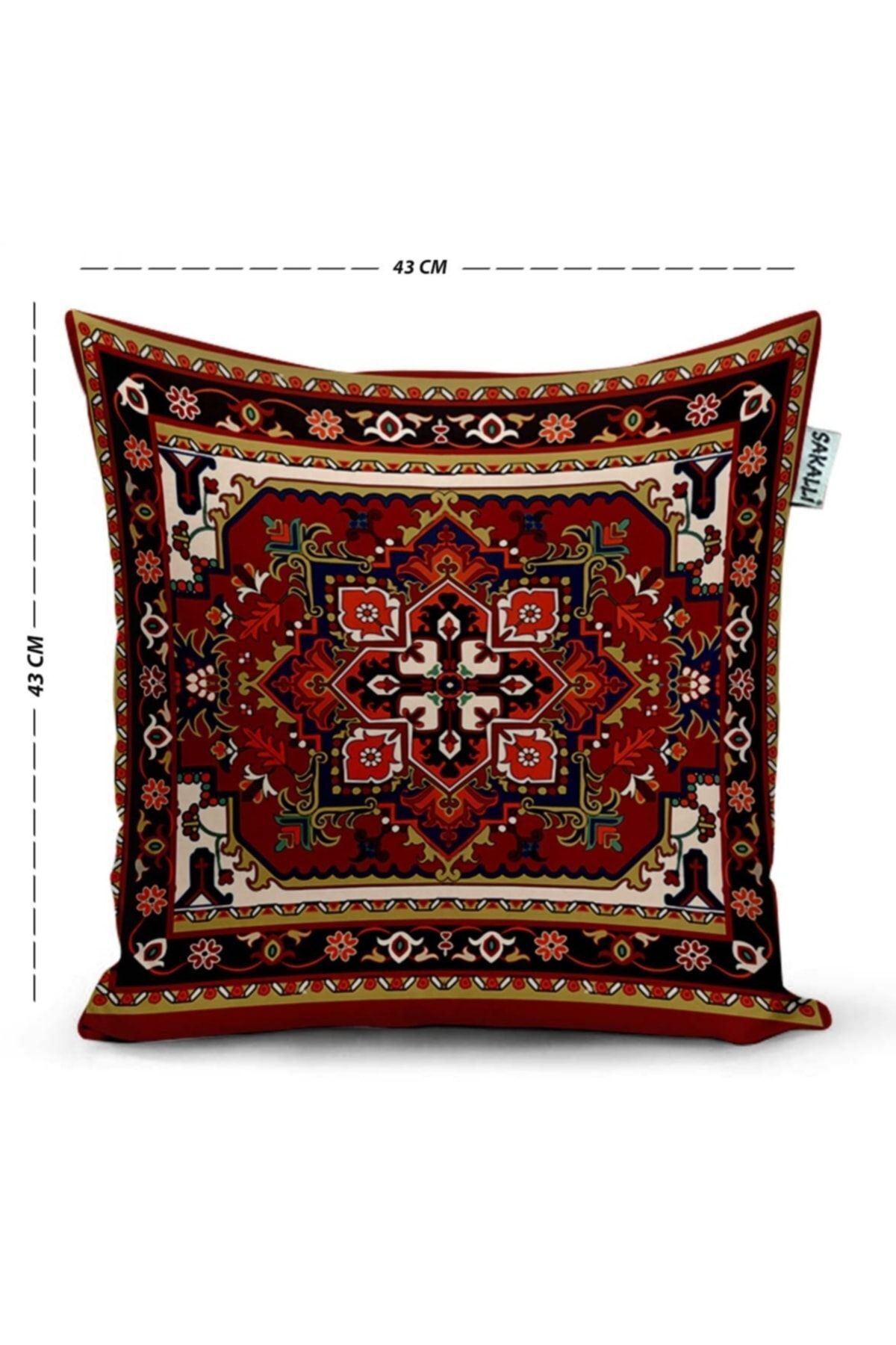 Sakallı Kilim Desen 3D Digital Baskılı Dekoratif Kırlent Kılıf