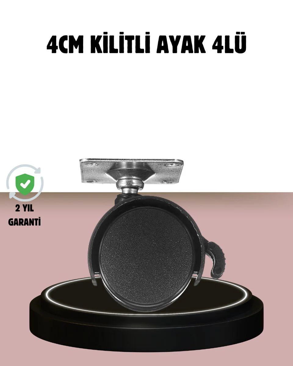 Kilitli 4 cm Tekerlek Ayak 4’lü Set - Mobilya Zemin Koruyucu ve Sabitleme Çözümü