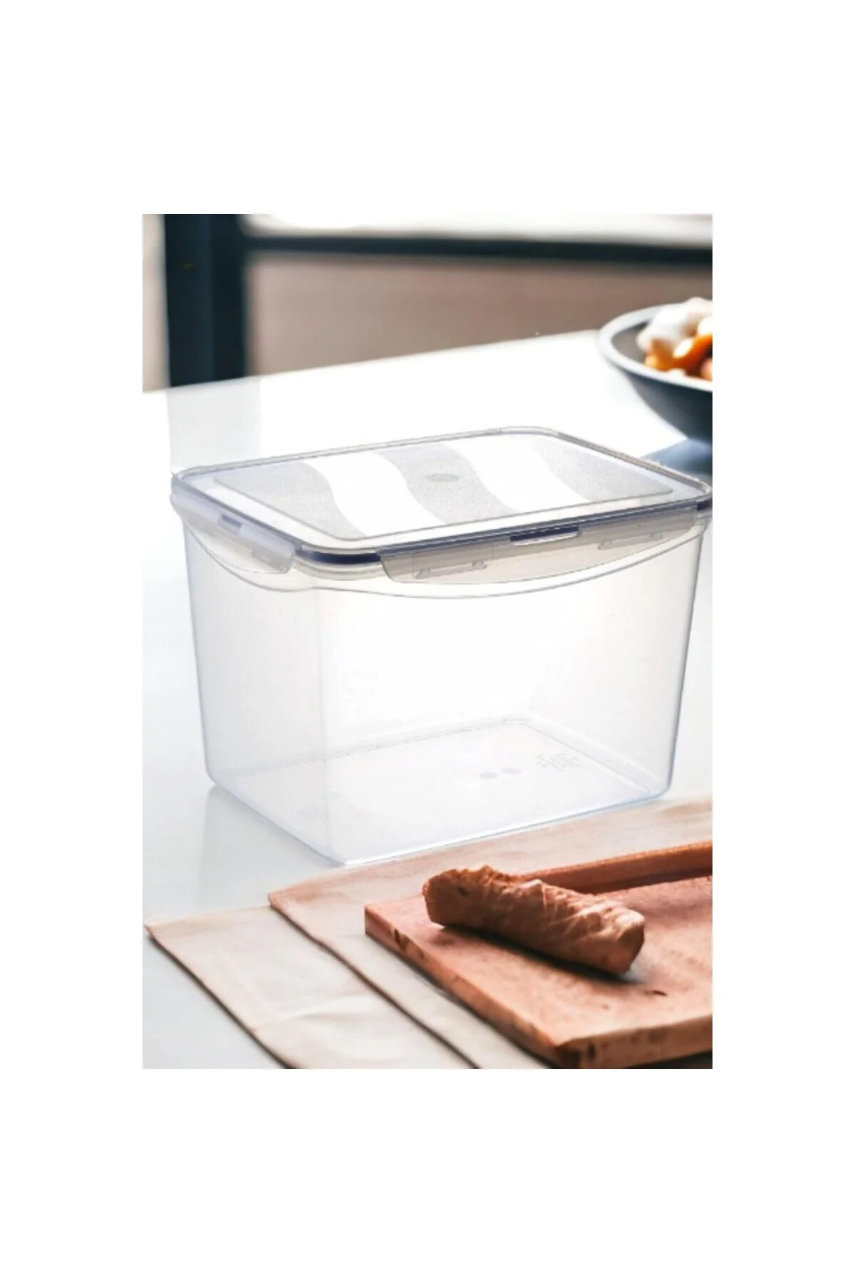 Kilitli Geniş Saklama Kabı 10 Litre Contalı Hava Sızdırmaz Saklama Kabı Şeffaf 20 Cm Şeffaf