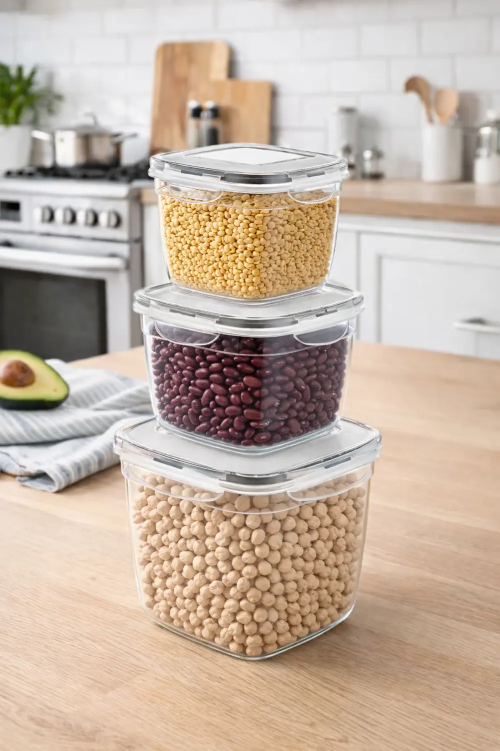 Kilitli Kapaklı 3’lü Erzak Saklama Kabı – Sızdırmaz, Üst Üste Diz