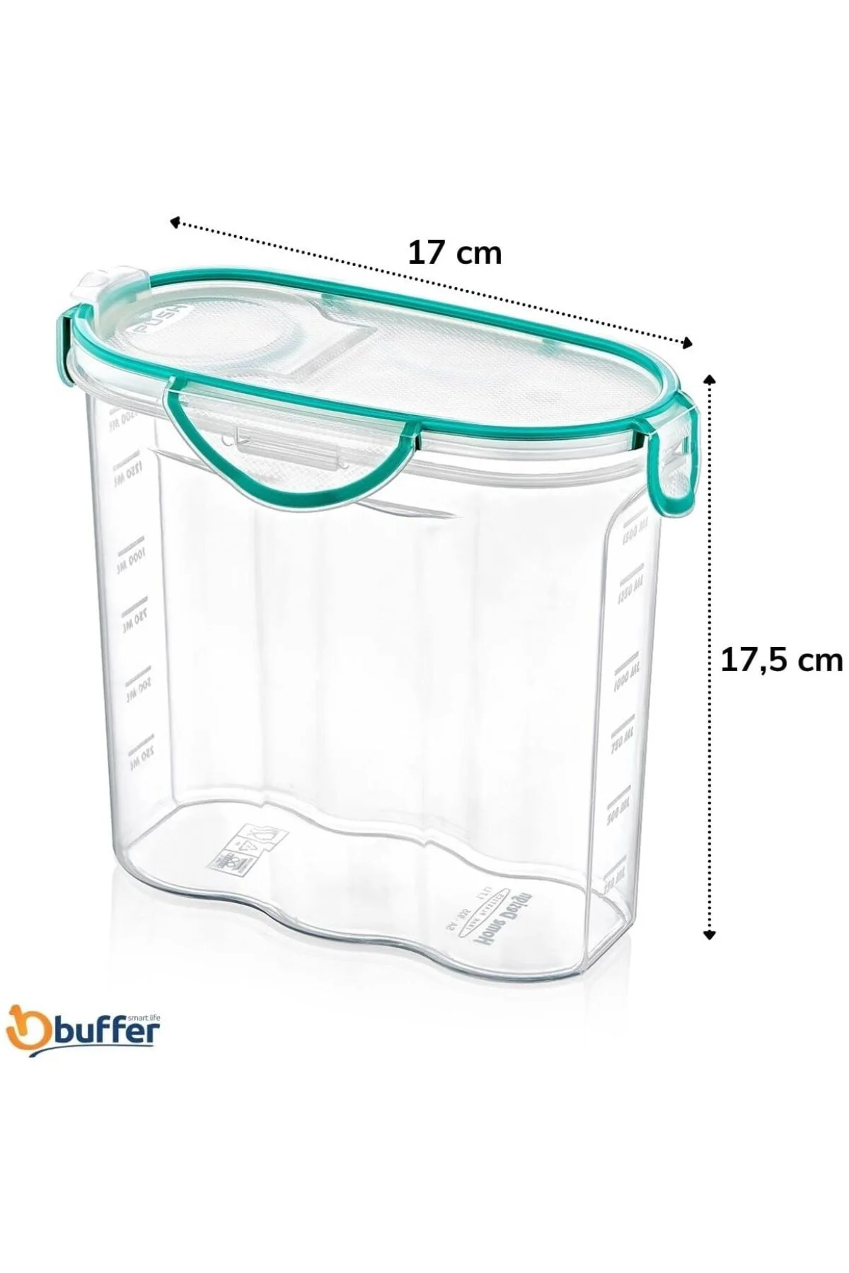 ® Kilitli Kapaklı Contalı Hava,Su Sıvı Geçirmez 1,7 Litre Erzak Saklama Kabı-SA585