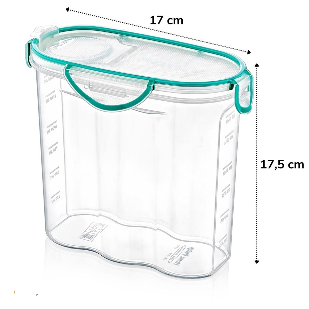 Kilitli Kapaklı Contalı Hava,Su Sıvı Geçirmez 1,7 Litre Erzak Sak